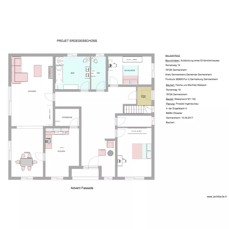 Wallasch rez de chauss&eacute;e existant. Plan de 