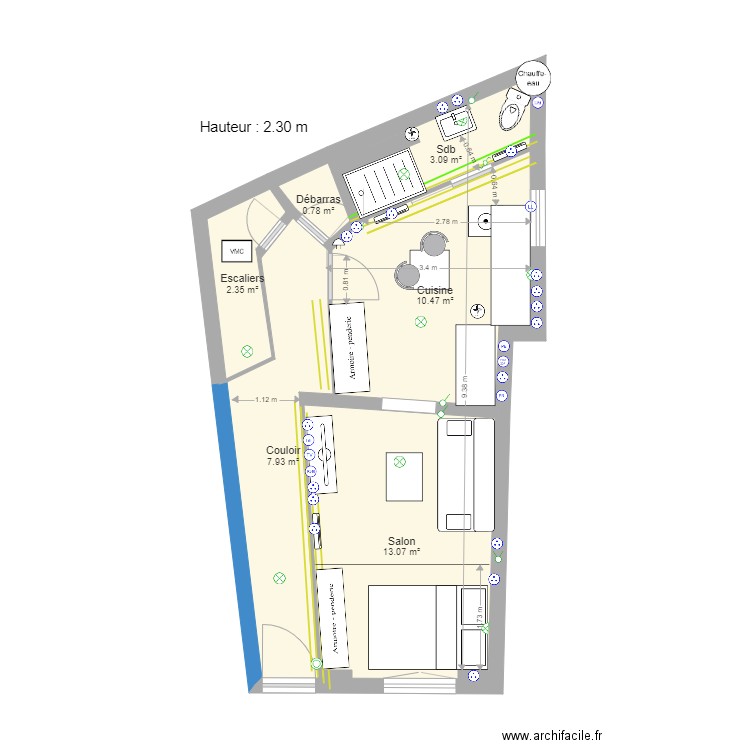 rdc meublé elec. Plan de 0 pièce et 0 m2