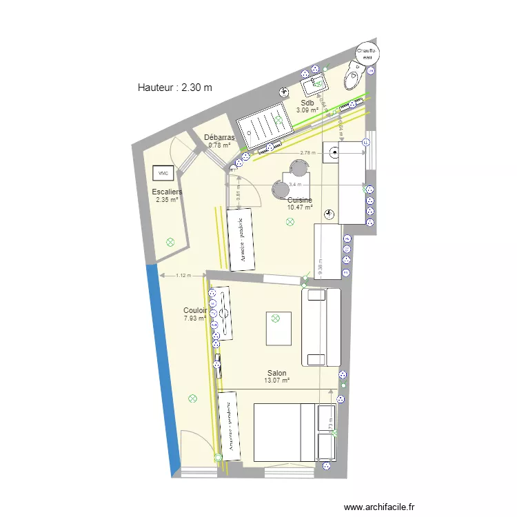 rdc meubl&eacute; elec. Plan de 