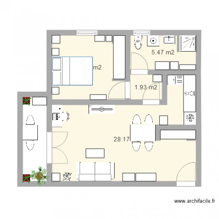 plan appartement 47 m2