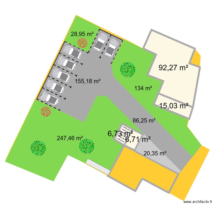 Plan extérieur surfaces 4. Plan de 4 pièces et 121 m2