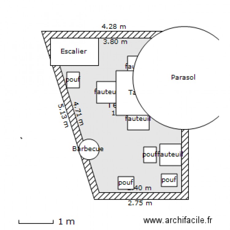 terrasse avec mobilier. Plan de 0 pièce et 0 m2