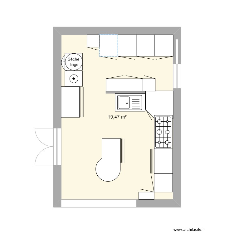 CUISINE. Plan de 1 pièce et 19 m2