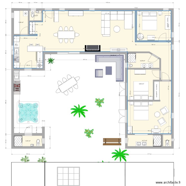 plan maison. Plan de 8 pièces et 141 m2