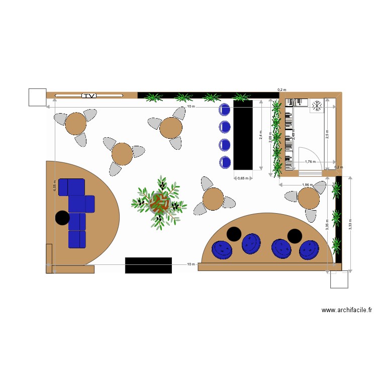 stand car. Plan de 1 pièce et 60 m2