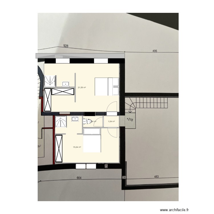 Plan Cabriès étage Coralie v2. Plan de 4 pièces et 39 m2