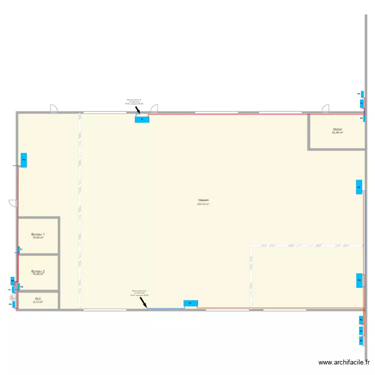 D\'angle. Plan de 7  et 883 m²