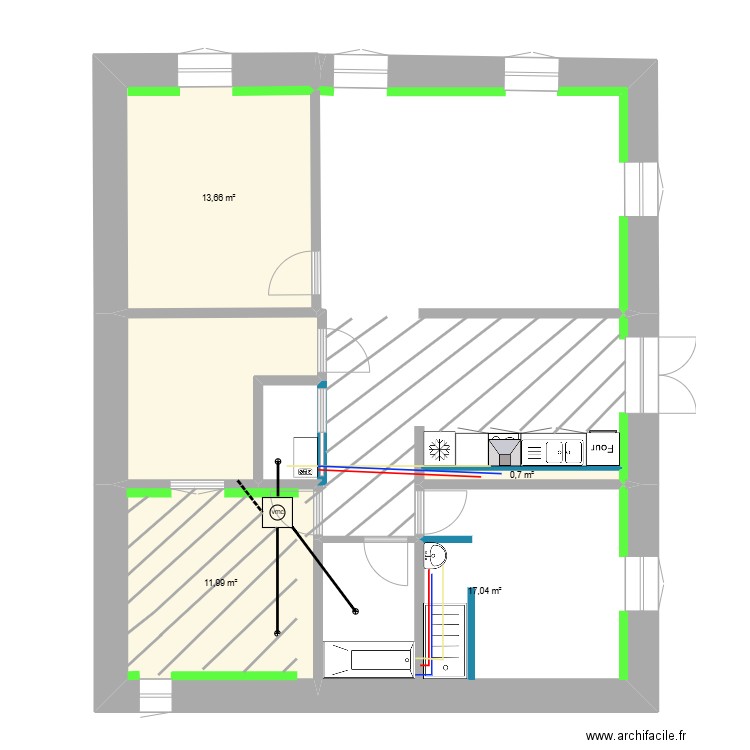 BROUSSON. Plan de 6 pièces et 93 m2