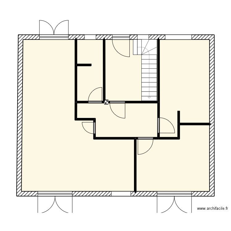 maison RDC. Plan de 6 pièces et 75 m2