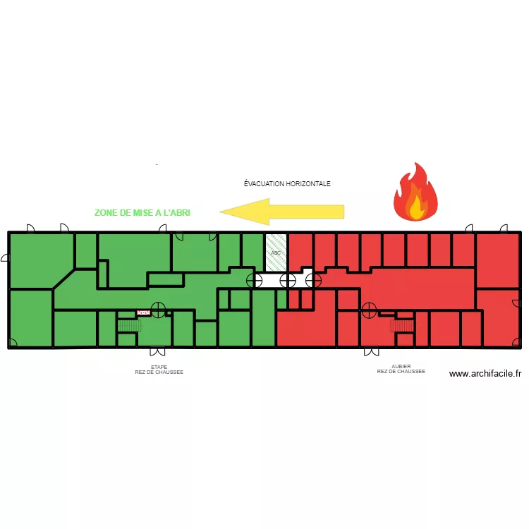 ETAPE / AUBIER EVACUATION RDC. Plan de 