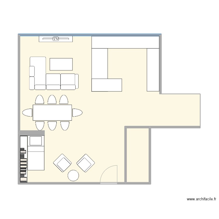 SALOn. Plan de 2 pièces et 59 m2