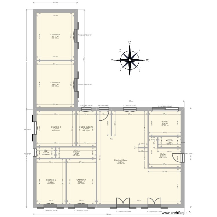 SID AMAR. Plan de 12 pièces et 140 m2