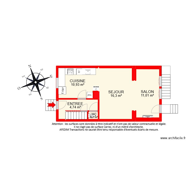 BI8221 RDC. Plan de 11 pièces et 46 m2