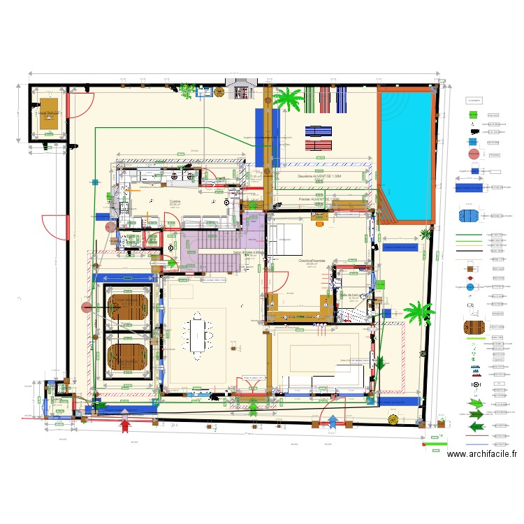 Plan El du Premier Etage. Plan de 101 pièces et 3041 m2
