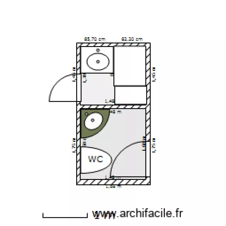 Riad Sana Bloc sanitaire. Plan de 