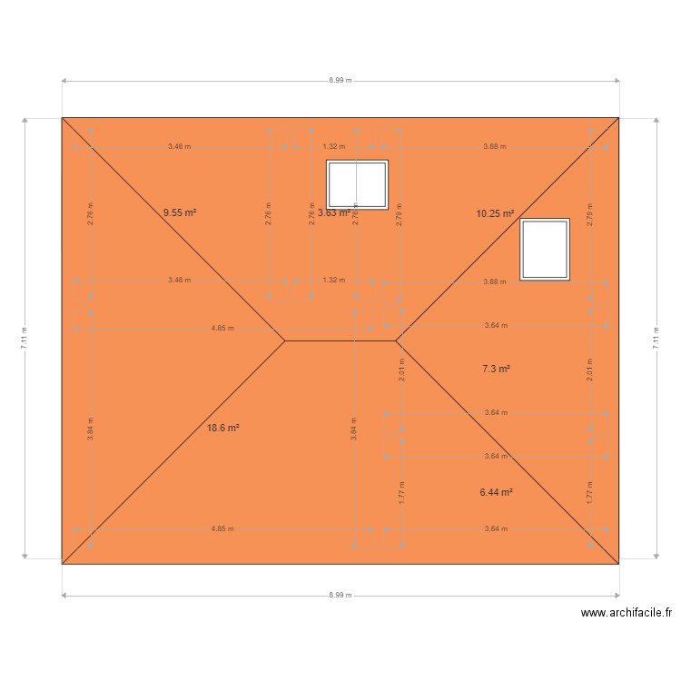 Lorraine3. Plan de 6 pièces et 56 m2