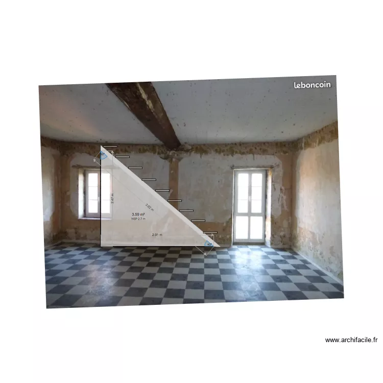 escalier haut. Plan de escalier haut. Plan de