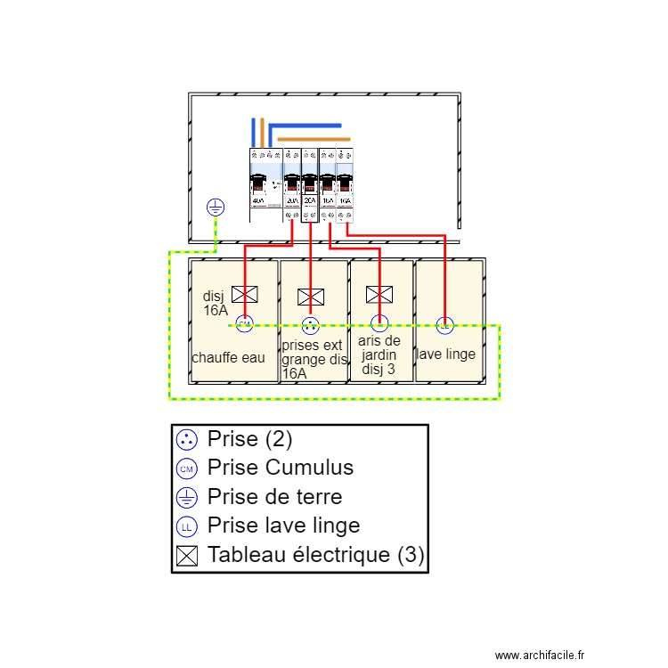 schema electrique coffret principale rangée ac. Plan de 4 pièces et 4 m2