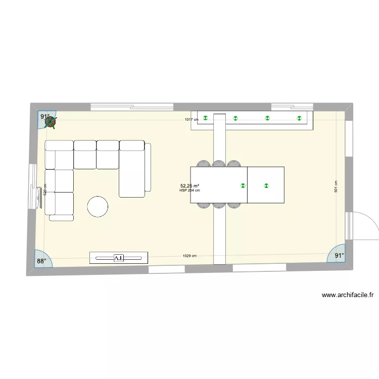 chassis plafond cuisine. Plan de 