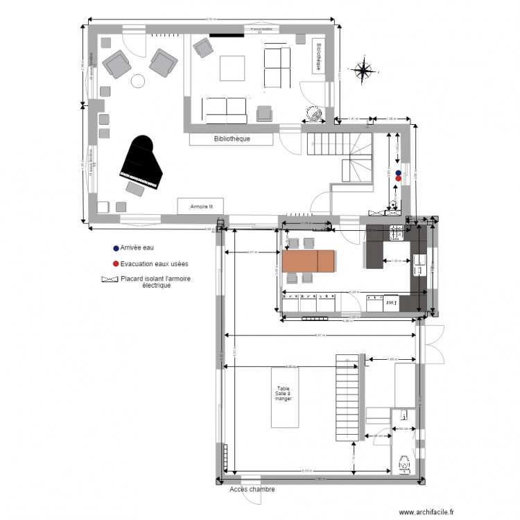 Plan aménagement salle salons cuisine buanderie 3. Plan de 0 pièce et 0 m2