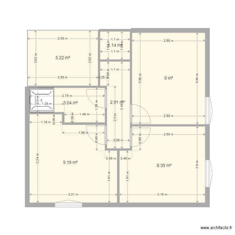 Plan maison 24. Plan de 7 pièces et 39 m2