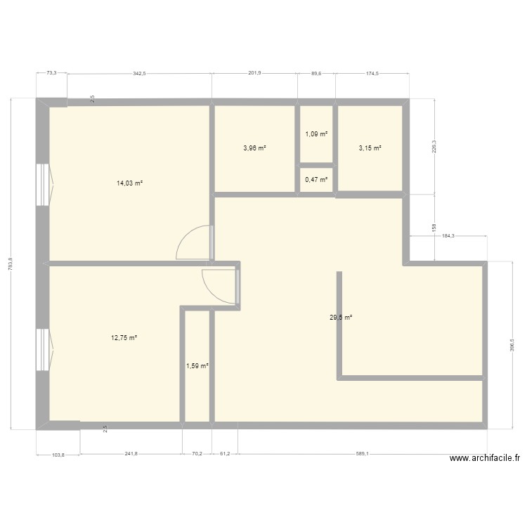 imene. Plan de 8 pièces et 67 m2