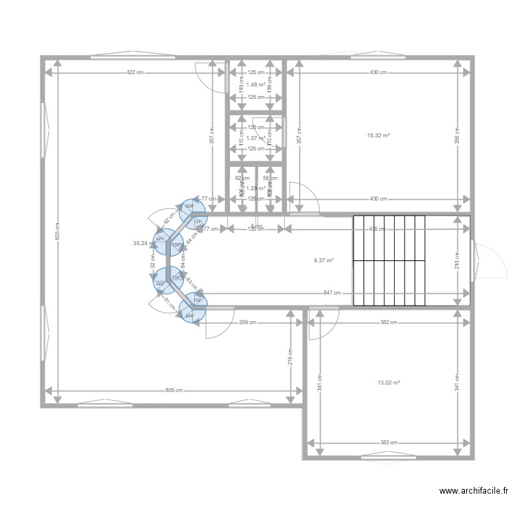 E.MU LCB. Plan de 16 pièces et 169 m2
