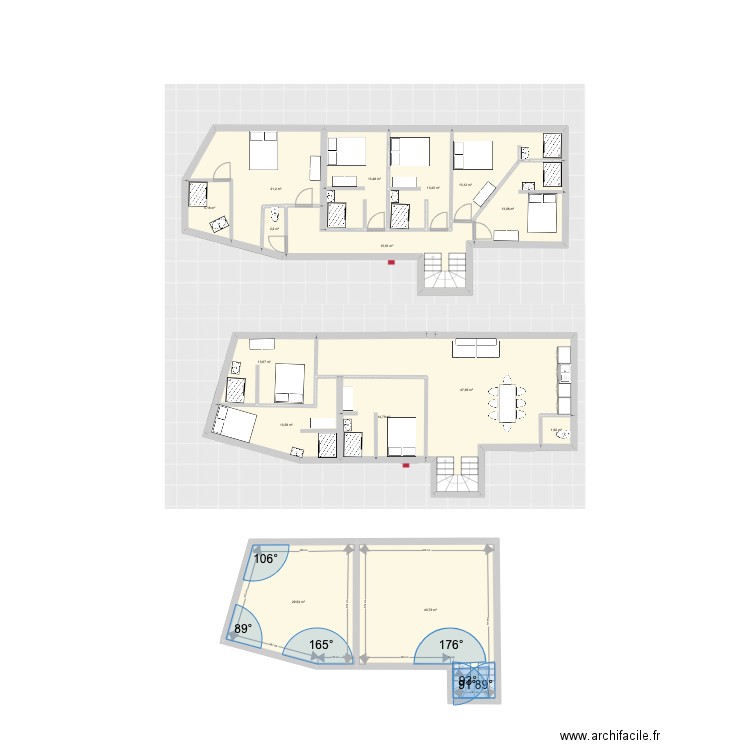 Projet triplex. Plan de 0 pièce et 0 m2