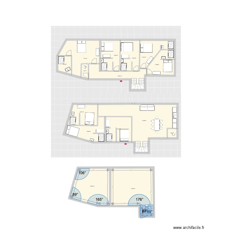 Projet triplex. Plan de 21 pièces et 534 m2