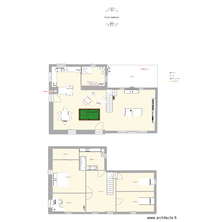 Noé Menhir. Plan de 8 pièces et 163 m2