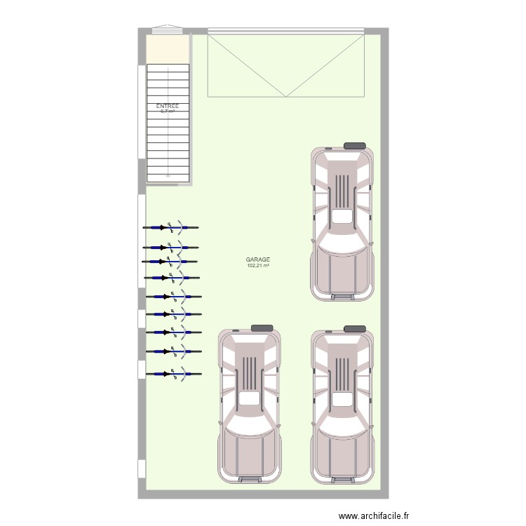 CARNOT GARAGE v2. Plan de 2 pièces et 109 m2