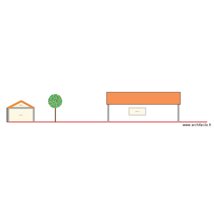 Plan de coupe Abri de jardin. Plan de 0 pièce et 0 m2