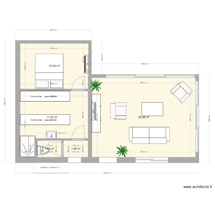 VERANDA. Plan de 5 pièces et 50 m2