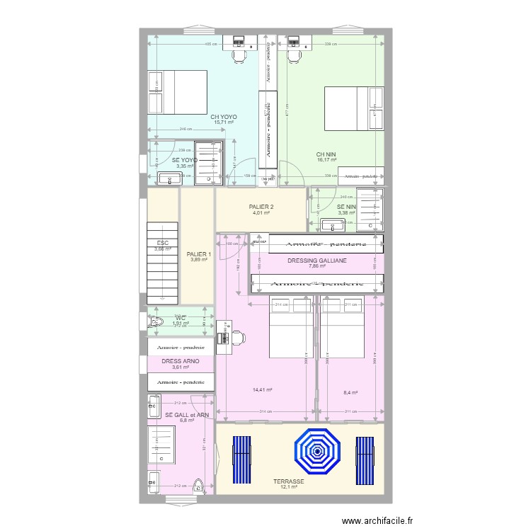 CARNOT R1 AG v2. Plan de 14 pièces et 105 m2