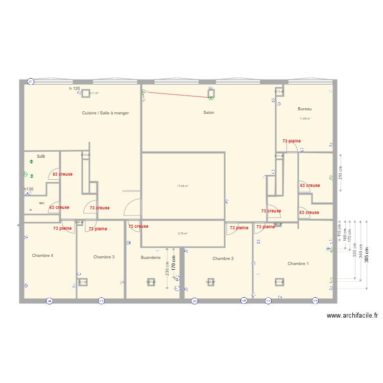 BAYE portes. Plan de 30 pièces et 200 m2