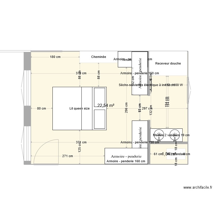 Chambre 2. Plan de 2 pièces et 24 m2