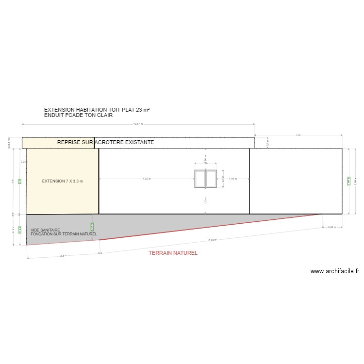 FACADE EST MODIFIEE. Plan de 7 pièces et 58 m2