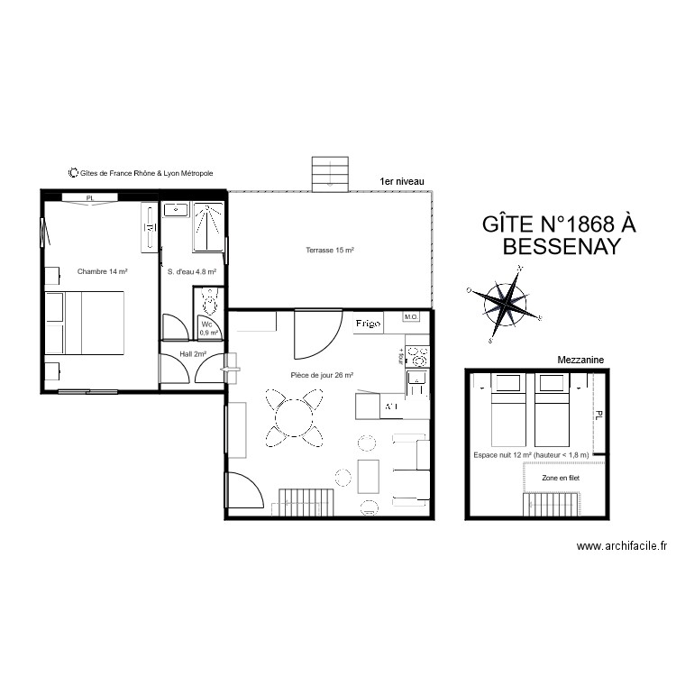 PLAN DU GITE 1868 A BESSENAY. Plan de 0 pièce et 0 m2