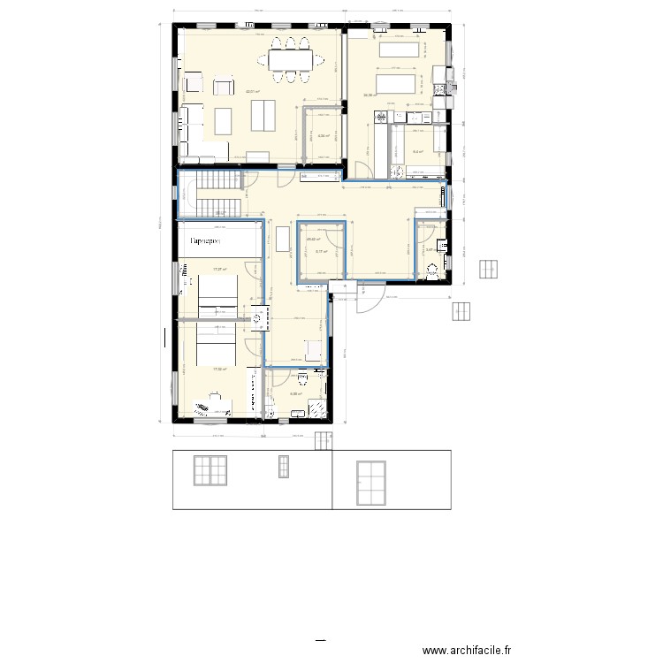 Plan Upirvichi 5 - presque fini. Plan de 10 pièces et 177 m2