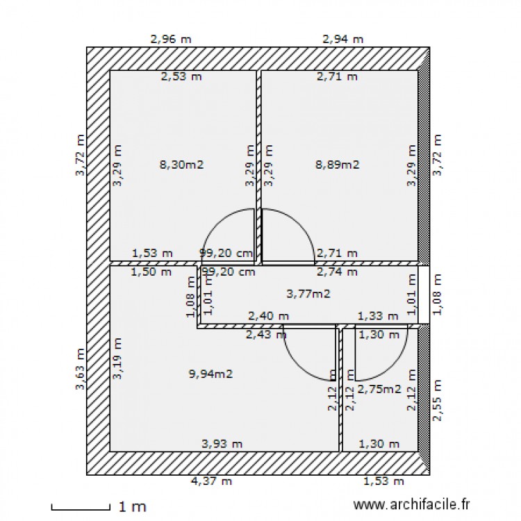 mur exterieur avec isolation et piéces. Plan de 0 pièce et 0 m2