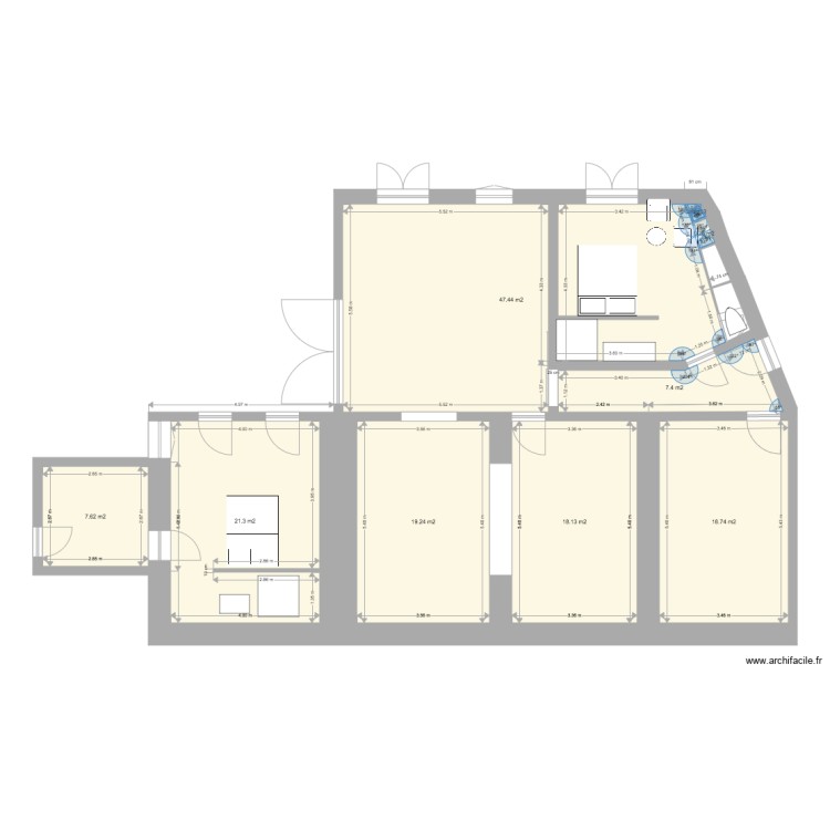 Existant et Appenti. Plan de 0 pièce et 0 m2