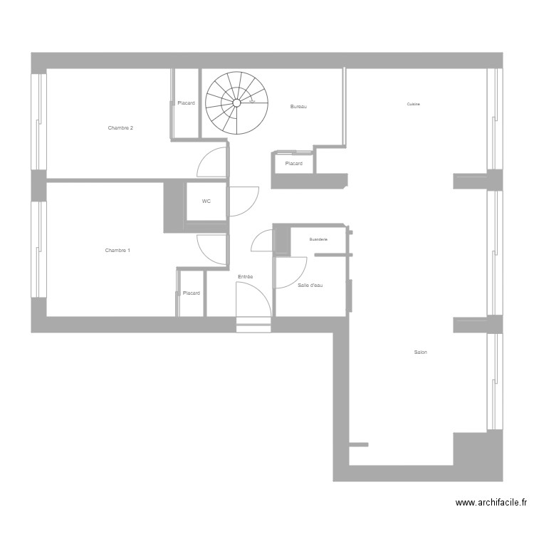 DANSOU PETITJEAN NIV 1. Plan de 18 pièces et 82 m2