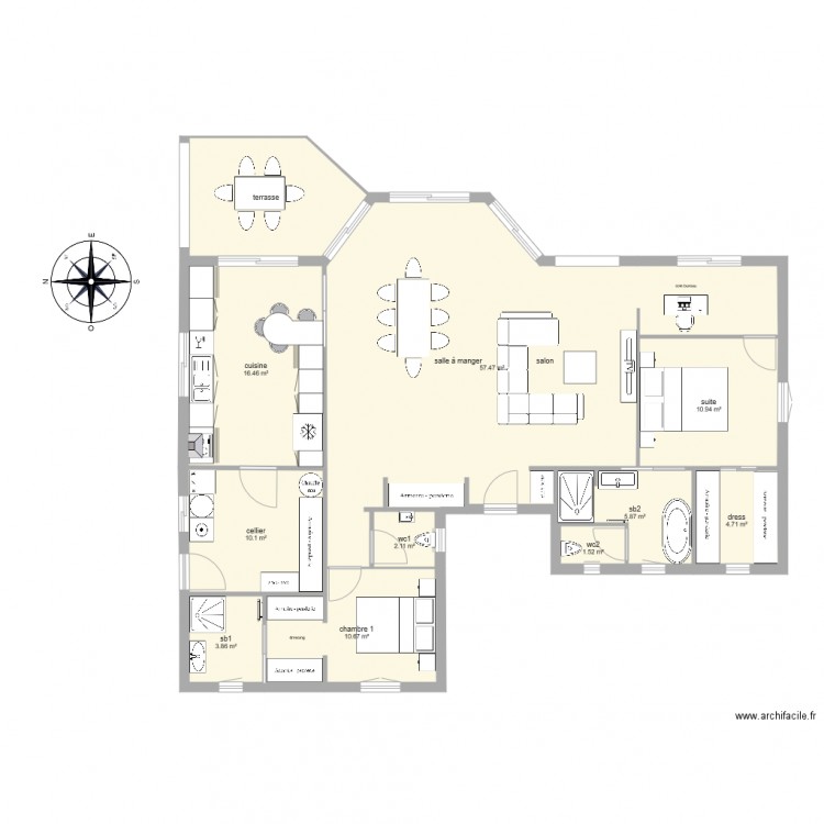 maison modif salle d eau. Plan de 0 pièce et 0 m2