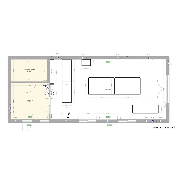 Local Puy St Martin - Projet V3. Plan de 3 pièces et 117 m2