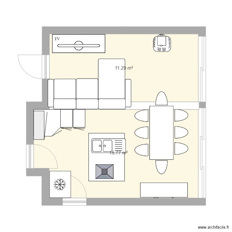 salle et cuisine extension. Plan de 0 pièce et 0 m2