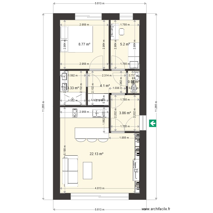 B 1 2. Plan de 0 pièce et 0 m2