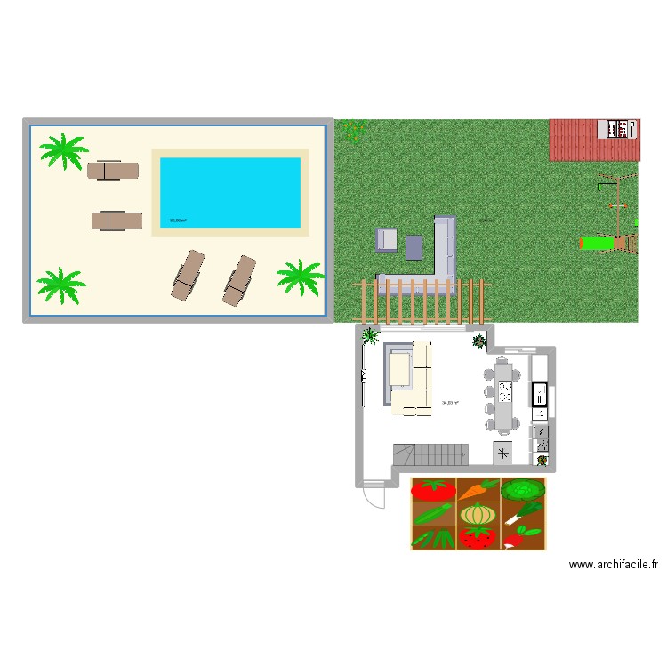 maison. Plan de 2 pièces et 114 m2