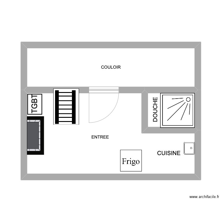 COCHIN. Plan de 3 pièces et 34 m2