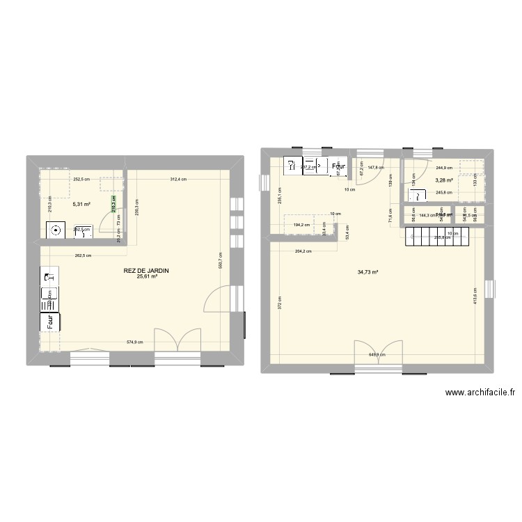 LAQUET  SUD. Plan de 5 pièces et 70 m2