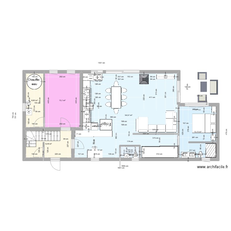 vk_test. Plan de 16 pièces et 221 m2